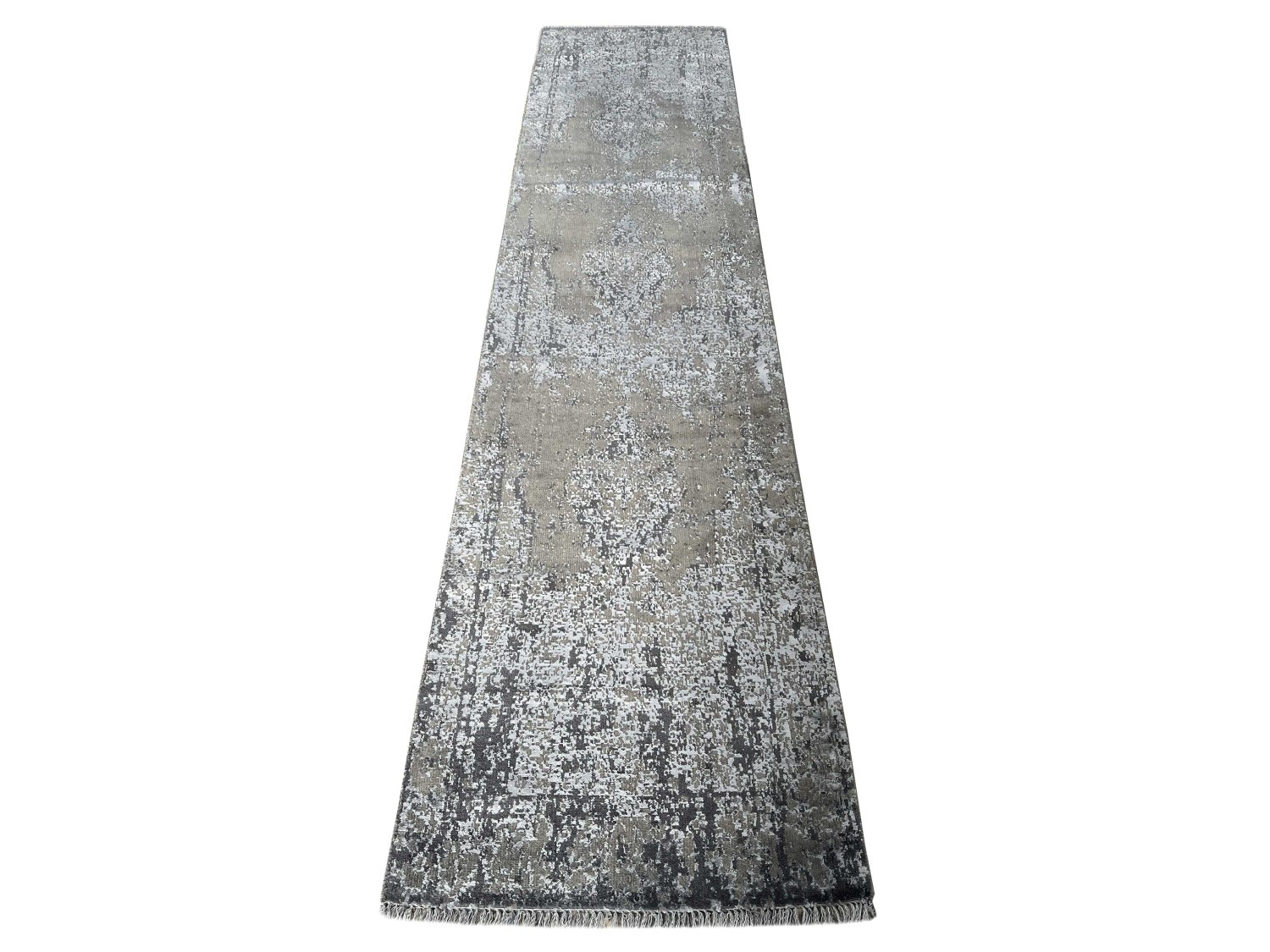 فرش پشمی ماشینی طبیعی و ارگانیک کد 0092 - زمینه کرم - حاشیه آبی کم رنگ