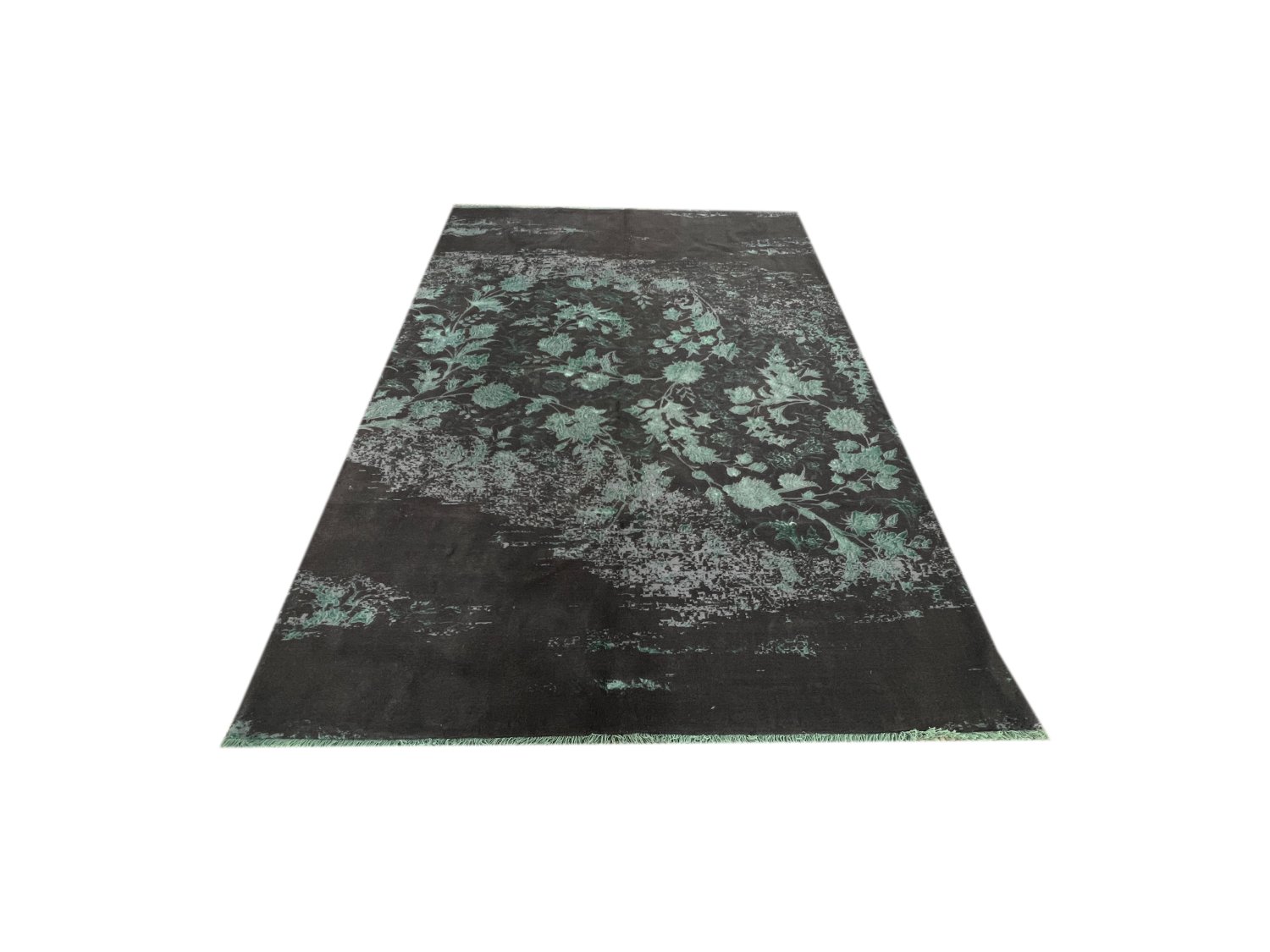 فرش پشمی ماشینی طبیعی و ارگانیک کد 0277 - زمینه طوسی پر رنگ - حاشیه طوسی پر رنگ
