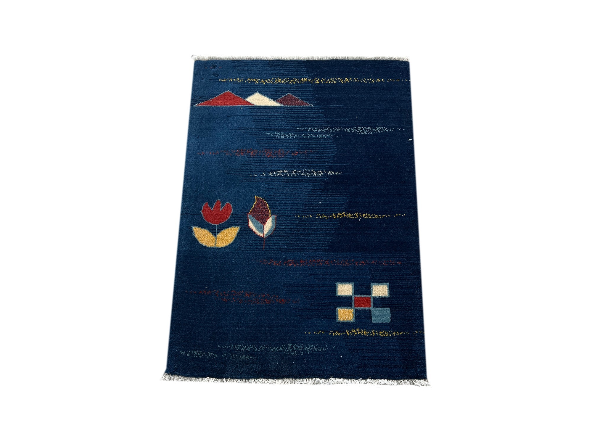 فرش پشمی ماشینی طبیعی و ارگانیک کد 0025 - زمینه سرمه ای - حاشیه سرمه ای